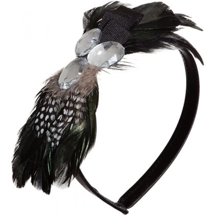 dámská čelenka s peřím de luxe černá