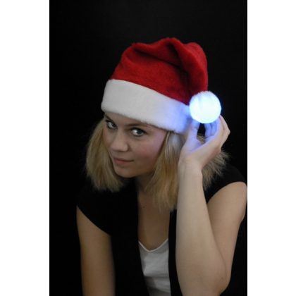 plyšová vánoční čepice se svítící bambulí