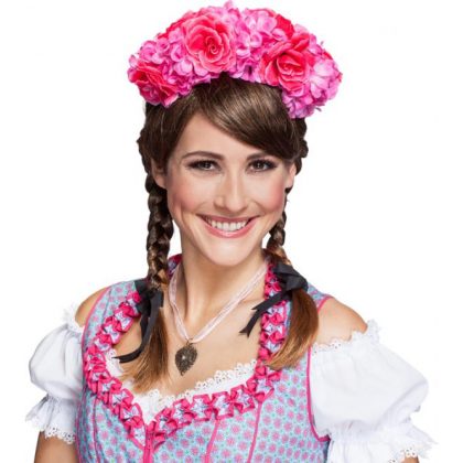 čelenka s růžovými květy