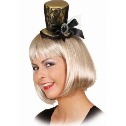 mini klobouček Alice zlatý s krajkou