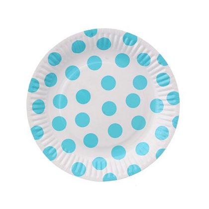papírové talířky s modrými puntíky, 18cm