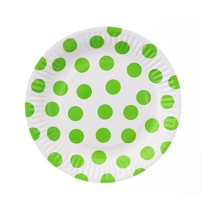 papírové talířky se zelenými puntíky, 18cm
