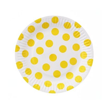 papírové talířky se žlutými puntíky, 18cm