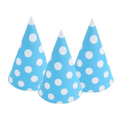papírové čepičky sv. modré s puntíky