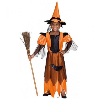 Foto - dívčí kostým čarodějnice oranžová 140