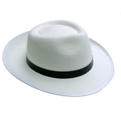 klobouk Al Capone bílý s černým páskem