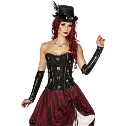 korzet stříbrno černý Steam Punk