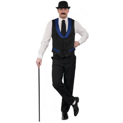 vesta černá s modrým límcem