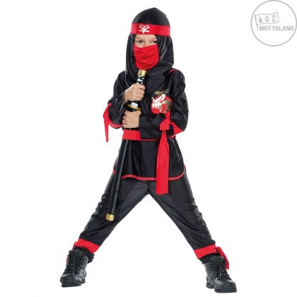 dětský kostým ninja černočervený