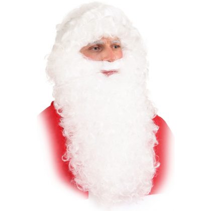 paruka s vousy santa/mikuláš, bílá