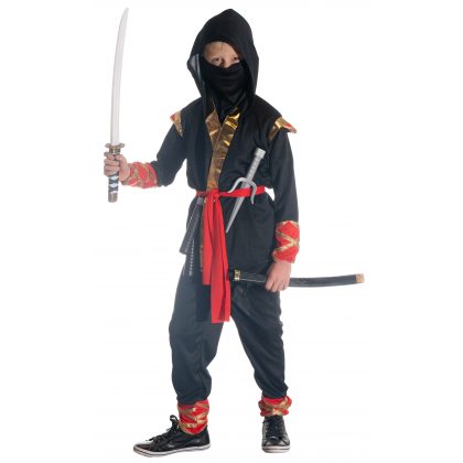 kostým ninja černočervený