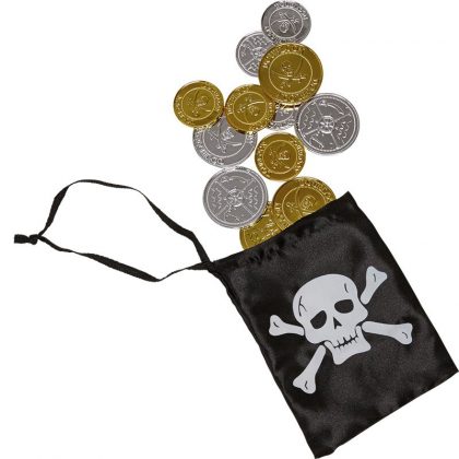 pirátská taštička s mincemi červená