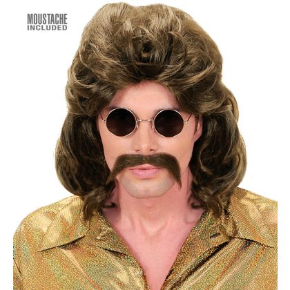 pánská hnědá paruka 70-tá léta