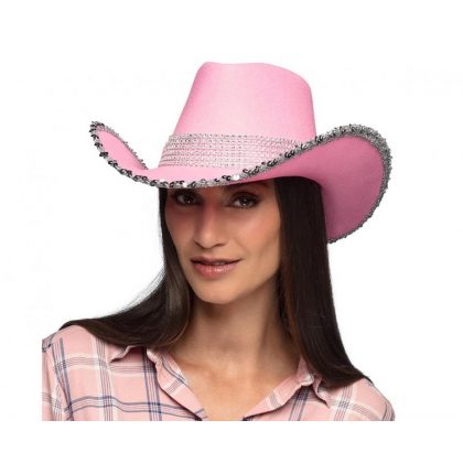 dámský western klobouk růžový