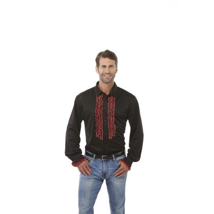 nařasená košile, černo-červená