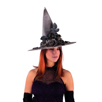 halloweenský klobouk s lebkami