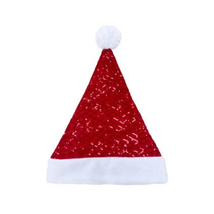 Santa čepice, lesklá, červené flitry