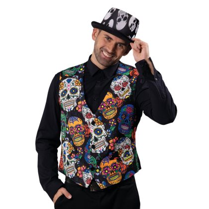 pánská vesta La Catrina s lebkami