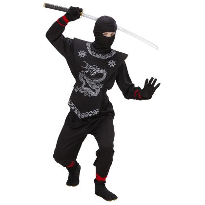 dětský kostým ninja černý de luxe