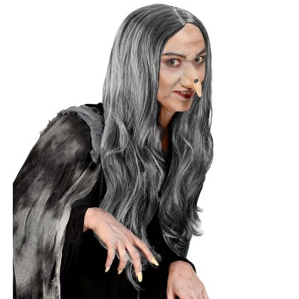 šedá čarodějnická paruka