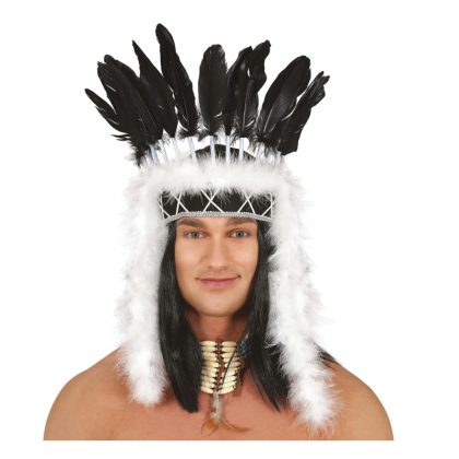 Indiánská čelenka péřová s korálky