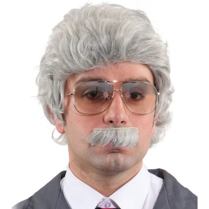 pánská paruka s vousy, šedá