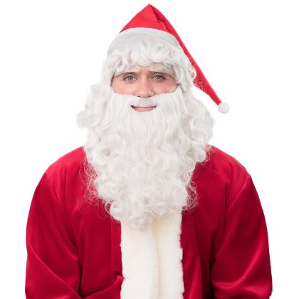 čepice s vlasy a vousy santa