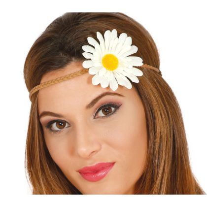 květinová čelenka hippie s bílým květem