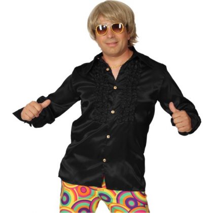 černá disco košile satén