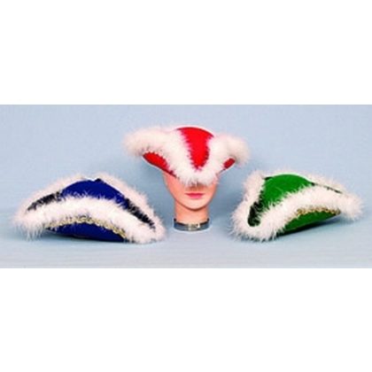 třírohý klobouk zelený s chlupatinkou (zlatý lem)