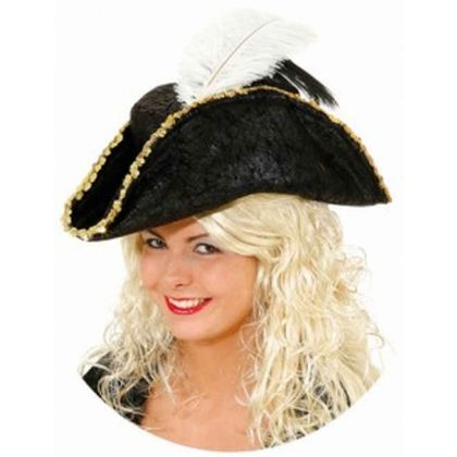 Foto - třírohý klobouk s černou a zlatou stuhou