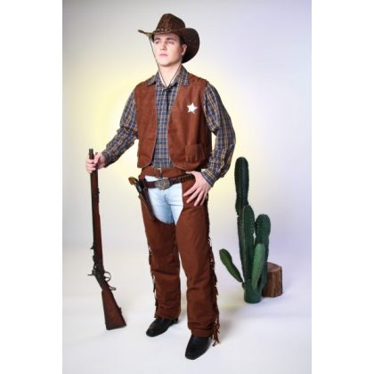 cowboy chapsy westernové hnědé