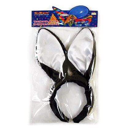 čelenka králíček černé uši s růžovou