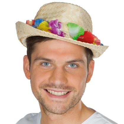Foto - slaměný havaj klobouk s květy