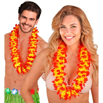 Foto - Havajský květinový věnec Lei žluto-oranžový