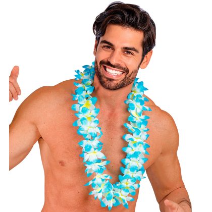 Foto - Havajský květinový věnec Lei modro-bílý