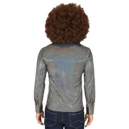 Foto - pánská disco košile stříbrné čtverce 70.let